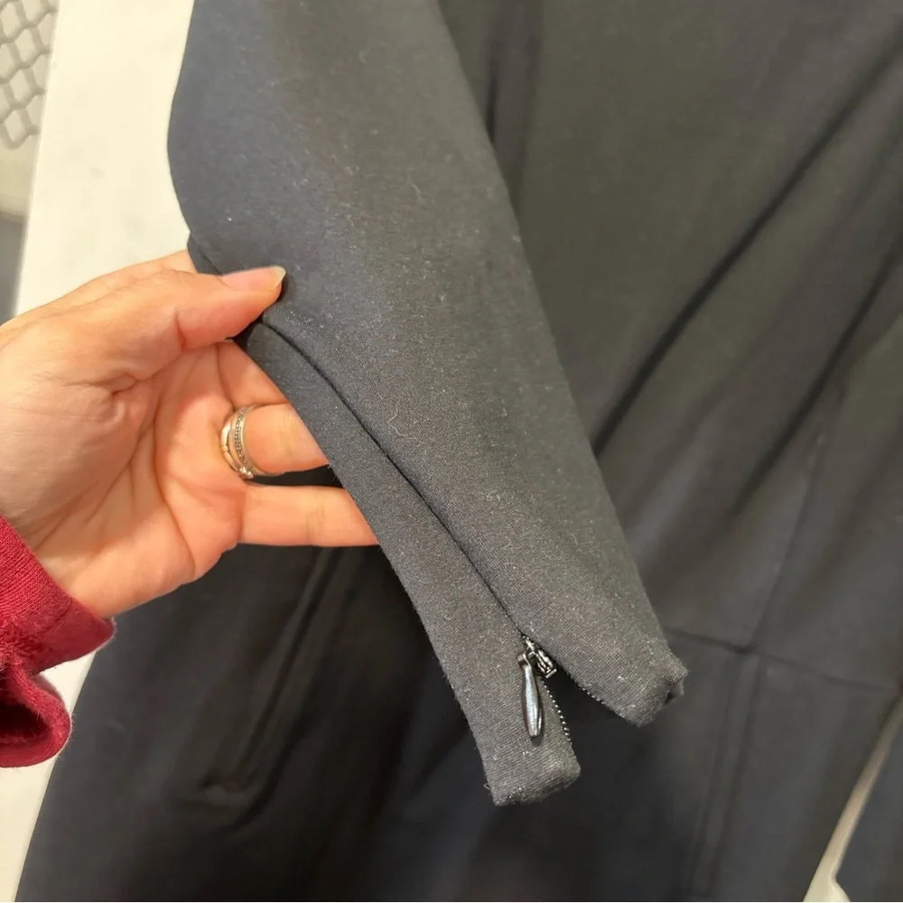 SPANX LBD THE PERFECT A-LINE BLACK DRESS 3/4 SLEEVES STRETCH ZIPPER BACK SIZE L - Picture 8 of 11